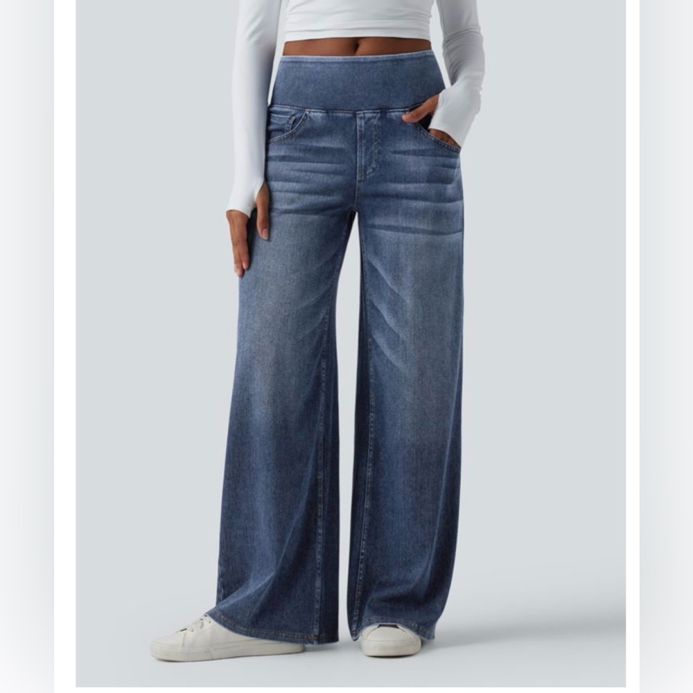 Halara Flex™ Mid Rise Draped Lyocel Washed Casual Baggy Wide Leg - Picture 3 of 4
